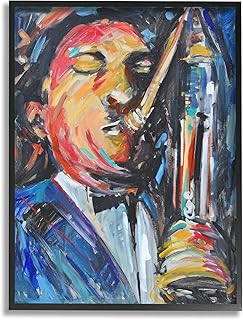 Stupell Industries Stupell Industries Expressive Jazz Saxophone Contemporary Musician Portrait, Designed by Allayn Stevens Black Framed  - Image 1