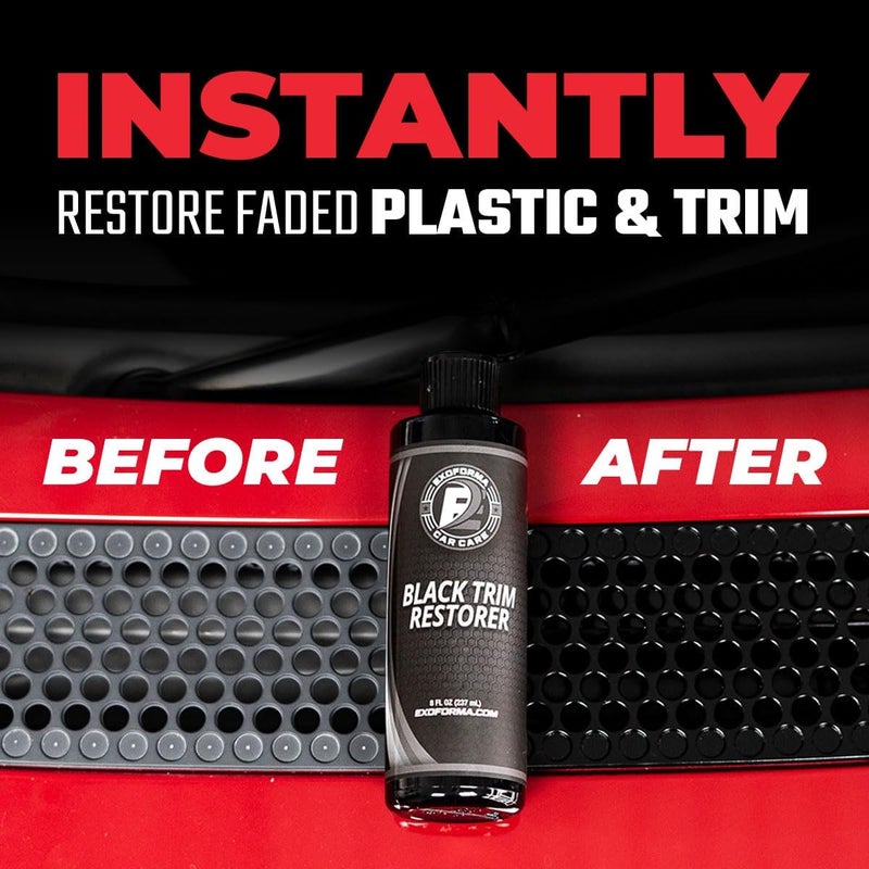 ExoForma Black Trim Restorer - Unique Dye-Infused Formula Lasts 6+ Months - Restores Factory Black to Plastic Trim - Protects Against UV Rays, Helps Conceal Scratches & Scuff Marks - Works in Seconds - Image 1