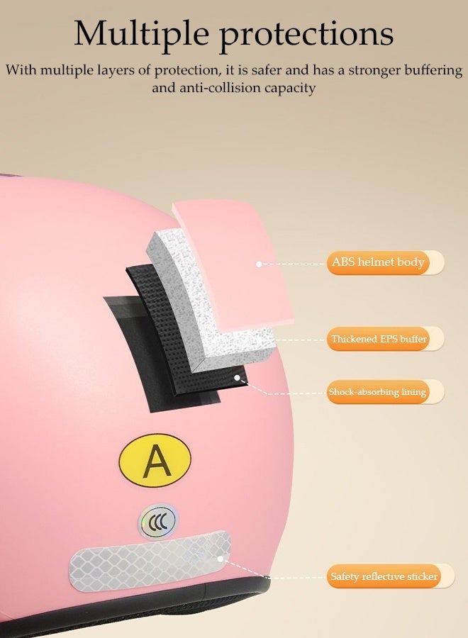 DUNISO 3C Certified Electric Vehicle Helmet，Winter Motorbike Half helmet with Long Goggles，Safe and Comfortable，Breathable, Sturdy and Durable，Unisex，Pink - Image 4