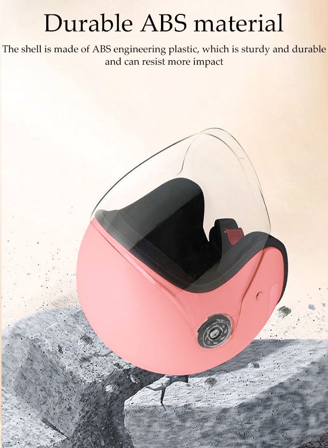 DUNISO 3C Certified Electric Vehicle Helmet，Winter Motorbike Half helmet with Long Goggles，Safe and Comfortable，Breathable, Sturdy and Durable，Unisex，Pink - Image 3
