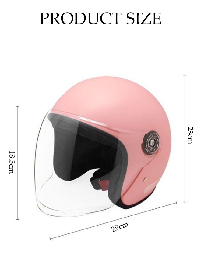 DUNISO 3C Certified Electric Vehicle Helmet，Winter Motorbike Half helmet with Long Goggles，Safe and Comfortable，Breathable, Sturdy and Durable，Unisex，Pink - Image 2