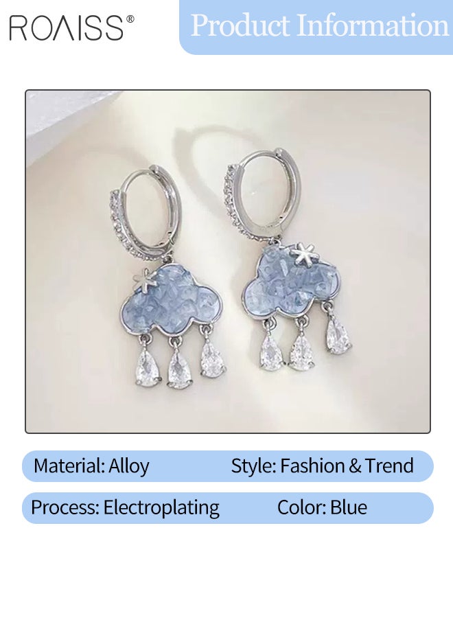 roaiss 4 Pcs Blue Jewelry Set, Double-layer Blue Crystal Butterfly Necklace, Blue Rhinestone Cloud Tassel Earrings Suitable for Parties and Daily Wear, Women's Fashion Accessories - Image 5