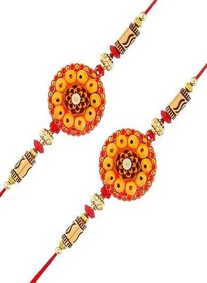 AR Eyewar Multicolor Flower Designer Rakhi Set For Brother And Sister (R21AR1090)