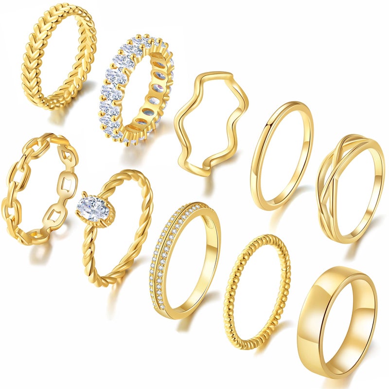 PLOMFOV Rings for Women Stackable Rings Wedding Bands Eternity Dainty Rings Thin Simple Trendy Thumb Stacking Ring Pack Size 4 - Image 1