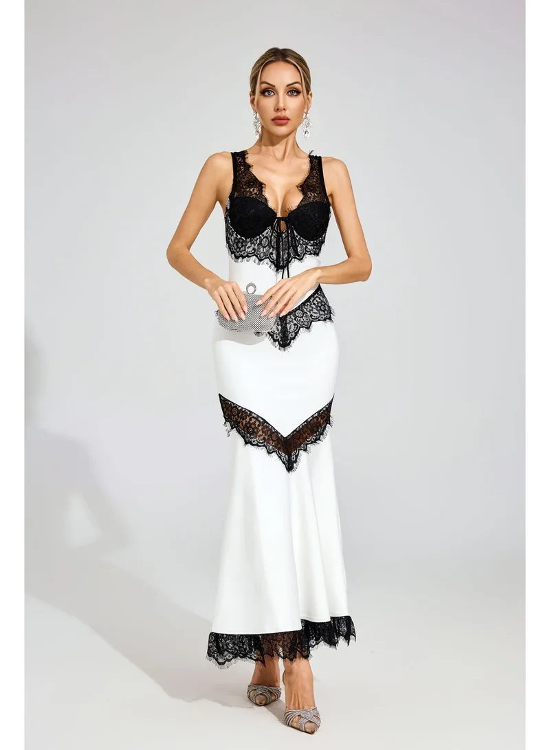 Catchall  Don White Lace Maxi Dress for Women | Best Price UAE