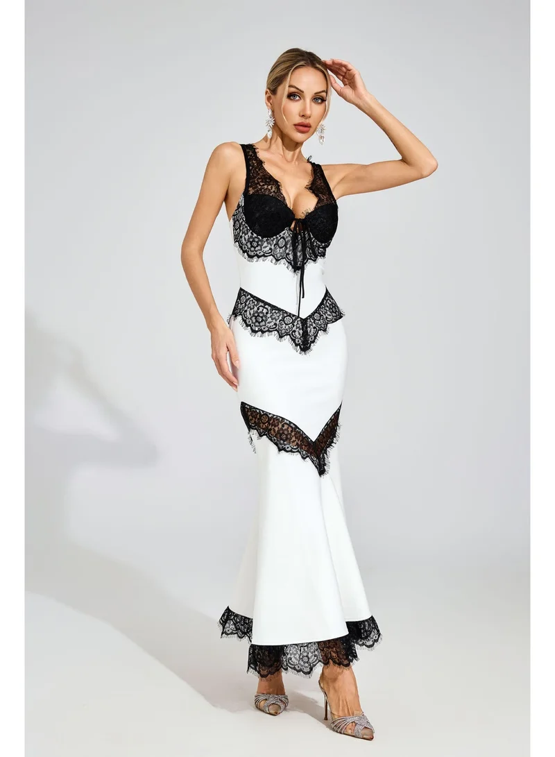 Catchall  Don White Lace Maxi Dress for Women | Best Price UAE