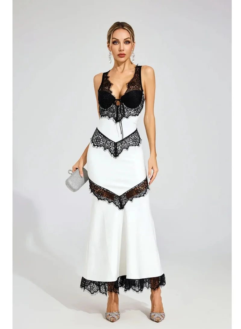 Catchall  Don White Lace Maxi Dress for Women | Best Price UAE