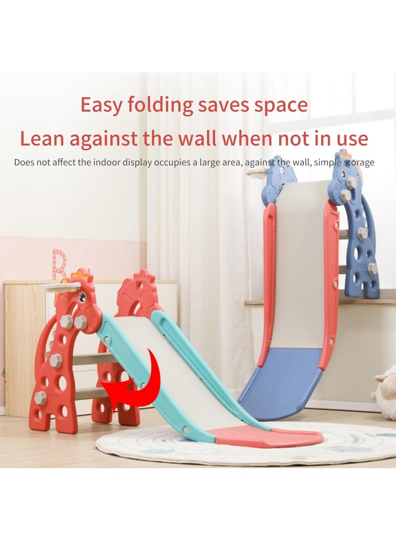 MaBaby Kids Folding SlideToddler Slide for Age 1-3 Kids Baby Slide Indoor Playset Outdoor Playground Foldable Slides for Toddlers Backyard Climber Set with Stairs Basketball Hoop and Ball  - Image 4