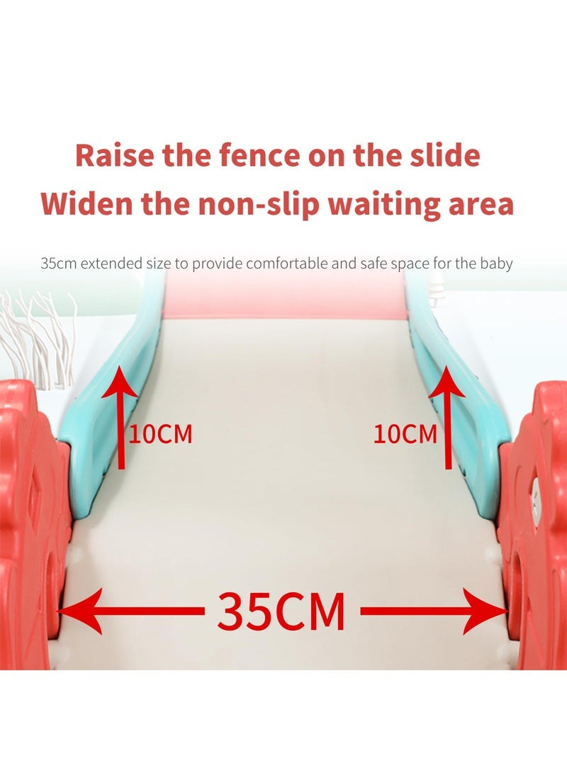 MaBaby Kids Folding SlideToddler Slide for Age 1-3 Kids Baby Slide Indoor Playset Outdoor Playground Foldable Slides for Toddlers Backyard Climber Set with Stairs Basketball Hoop and Ball  - Image 3