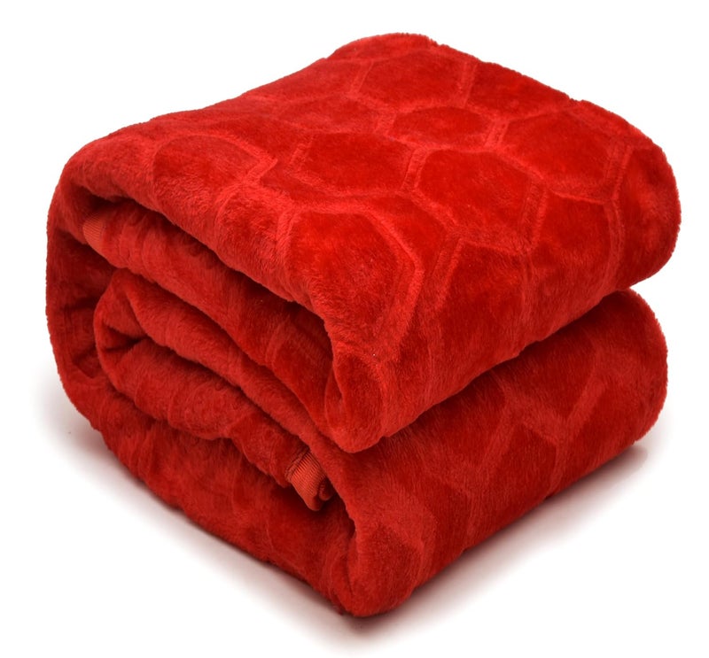 BENAVJI Mink Floral Embossed Super Soft Heavy Bed Velvet for Winter Blanket Quilt Rajai Orange Single