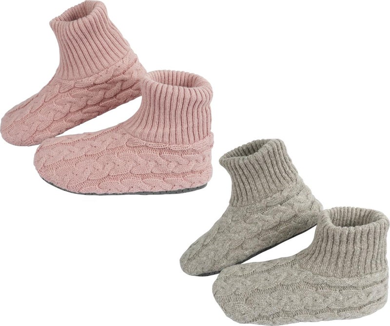BenSorts Winter Thick Fuzzy Slipper Socks for Women Grip Socks Slipper Non Slip Gifts Christmas 2 Pairs Dark Grey Black Grey Size 8.5 9.5 10.5 - Image 1