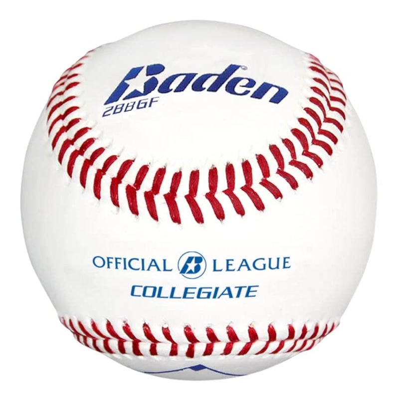Baden Official League Collegiate Flat Seam Leather Baseball - 2BBGF (Dozen),White - Image 2