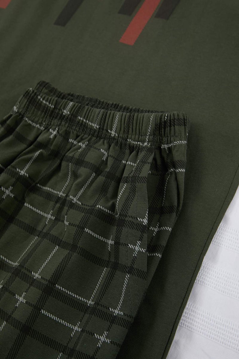 trendyol Green Big Size Regular/Normal Fit Printed Bottom Plaid Pattern Pajamas Set Tmnss26Ai00011 - Image 5