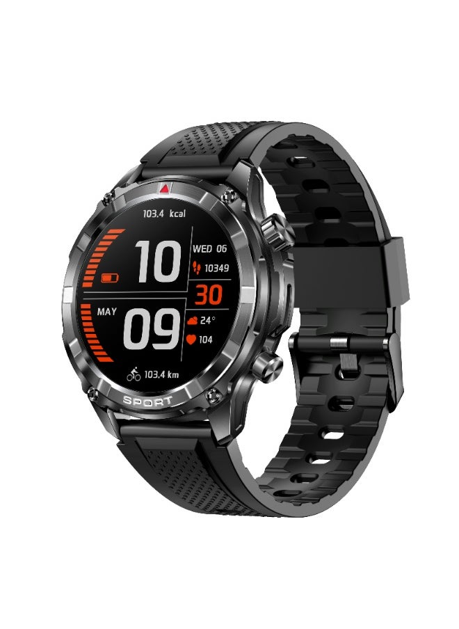 Xcell Xcell Elite6 Smartwatch, 1.52" HD Display, Bluetooth Calling, Wireless Charging, Flashlight, Heart-Rate/BP/SpO₂ Monitor, Multi Language, IP67, 7 Days Battery, iOS/Android Compatible - Black Frame with Black Strap  - Image 2
