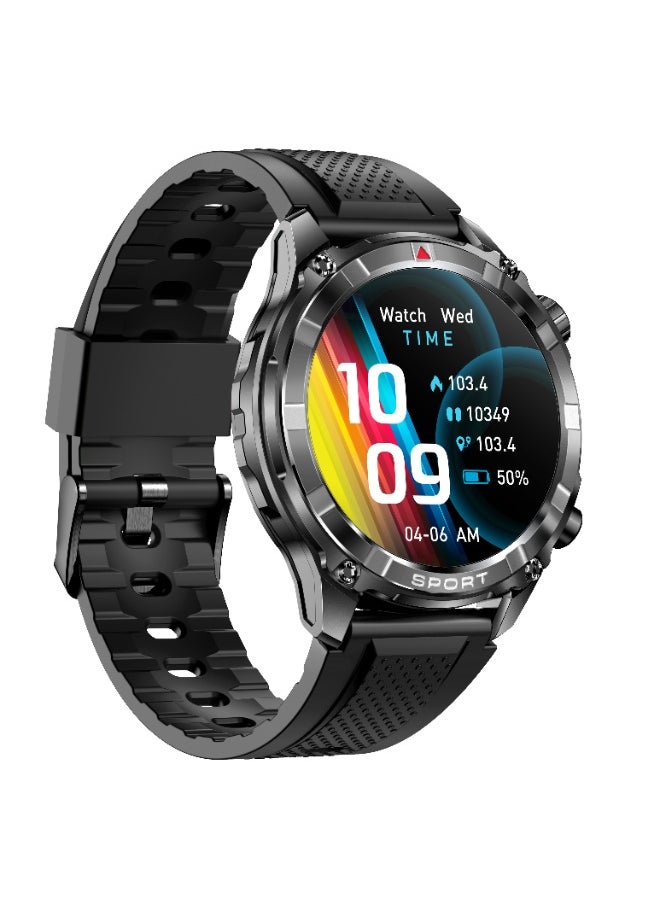 Xcell Xcell Elite6 Smartwatch, 1.52" HD Display, Bluetooth Calling, Wireless Charging, Flashlight, Heart-Rate/BP/SpO₂ Monitor, Multi Language, IP67, 7 Days Battery, iOS/Android Compatible - Black Frame with Black Strap  - Image 3