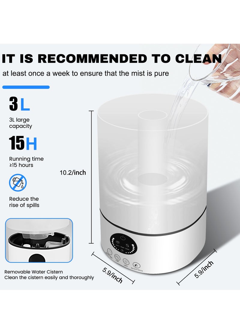 Necomi Air Humidifier, 3L Smart Humidifier with Remote & Touch Control, Ultrasonic Top Fill Cool Mist Humidifiers, with Timer and 7 Color Night Light  - Image 3