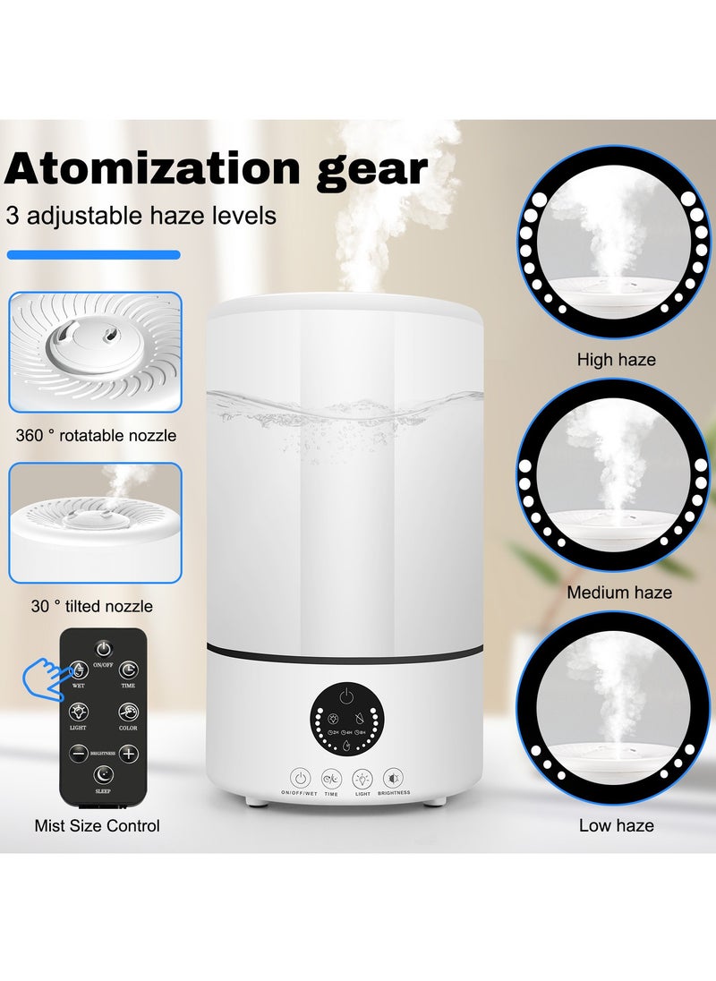 Necomi Air Humidifier, 3L Smart Humidifier with Remote & Touch Control, Ultrasonic Top Fill Cool Mist Humidifiers, with Timer and 7 Color Night Light  - Image 4