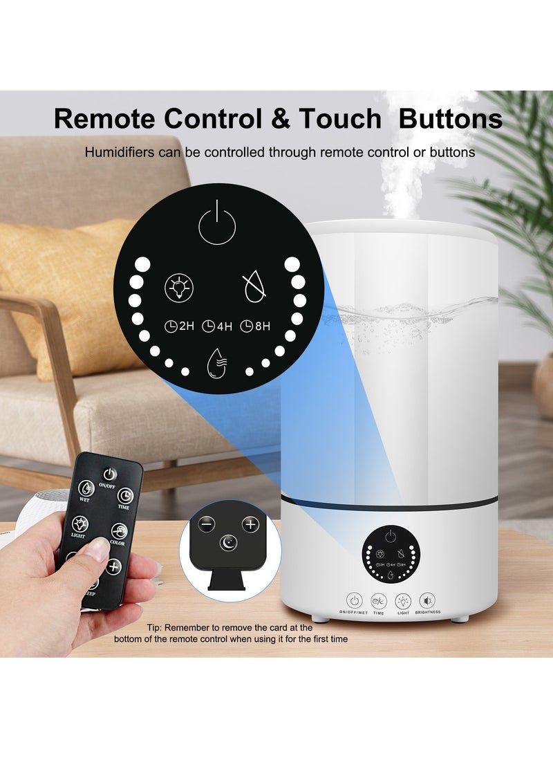 Necomi Air Humidifier, 3L Smart Humidifier with Remote & Touch Control, Ultrasonic Top Fill Cool Mist Humidifiers, with Timer and 7 Color Night Light  - Image 5
