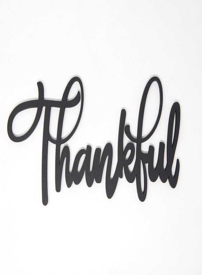 The Acrylic Place Black Wooden Word Script Cutout Sign for Home Decor (Thankful) - Image 1