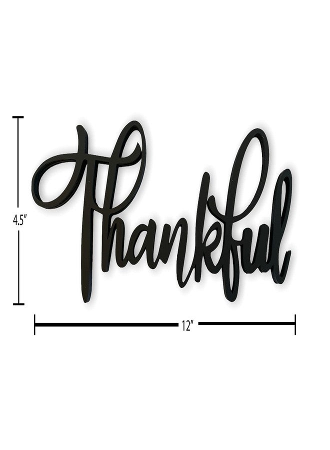 The Acrylic Place Black Wooden Word Script Cutout Sign for Home Decor (Thankful) - Image 4