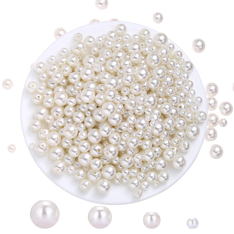 Naler 500pcs Pearls for Crafting with Hole Pearl Beads for Jewelry Making Vase Fillers Table Scatter for Wedding Birthday Party Home Decoration IvoryWhite Color 015023030039 inch