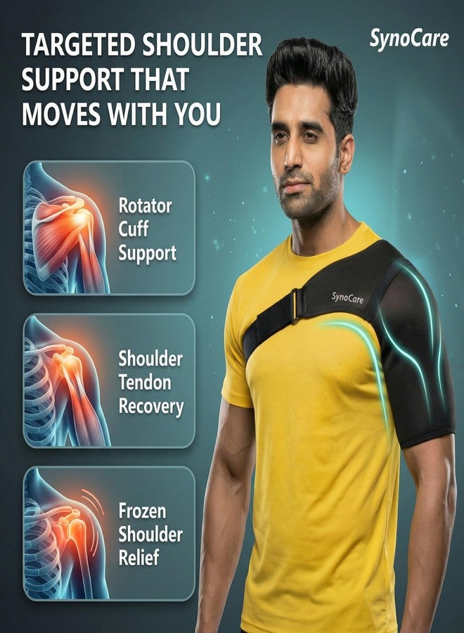 SYNOCARE Universal Shoulder Brace Support for Men & Women | Neoprene Shoulder Strap for Both Left & Right Arm, Compression Sleeve for Torn Rotator Cuff, AC Joint Pain Relief & Dislocated Shoulder - Image 4