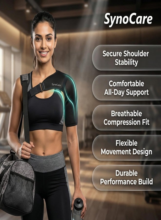 SYNOCARE Universal Shoulder Brace Support for Men & Women | Neoprene Shoulder Strap for Both Left & Right Arm, Compression Sleeve for Torn Rotator Cuff, AC Joint Pain Relief & Dislocated Shoulder - Image 3