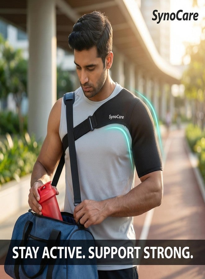 SYNOCARE Universal Shoulder Brace Support for Men & Women | Neoprene Shoulder Strap for Both Left & Right Arm, Compression Sleeve for Torn Rotator Cuff, AC Joint Pain Relief & Dislocated Shoulder - Image 5