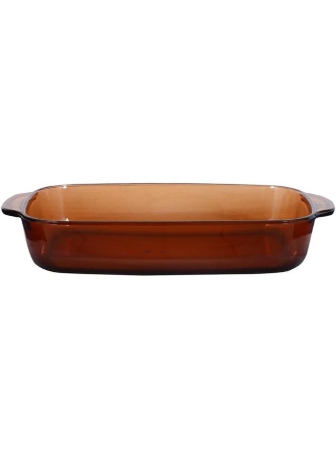 Termisil Borosilicate Glass Rectangular Baking Tray, 1.4 Liter Capacity, Brown - Image 2