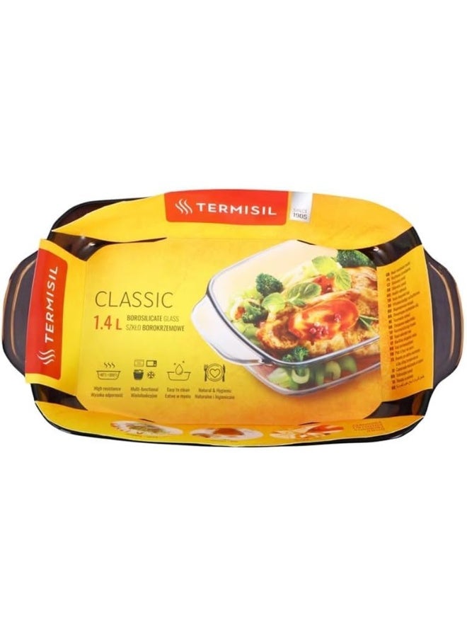 Termisil Borosilicate Glass Rectangular Baking Tray, 1.4 Liter Capacity, Brown - Image 3