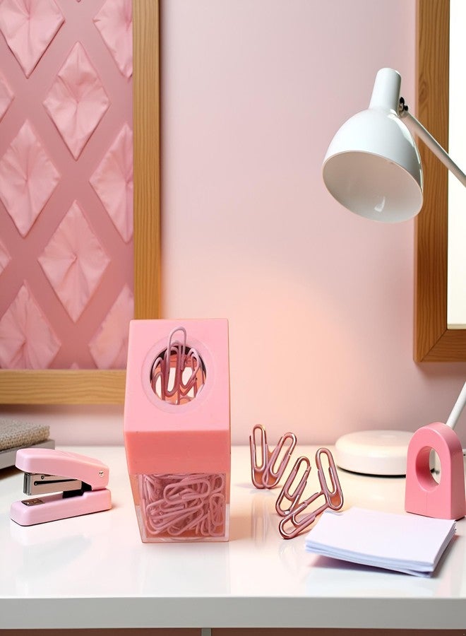 WaigN Pink Magnetic Paper Cilp Dispenser Holder Clear Acrylic Organizers with Magnetic Top for Desk Cute Office Binder Clip, Desk Supplies, Paper Clip Holders - Image 4