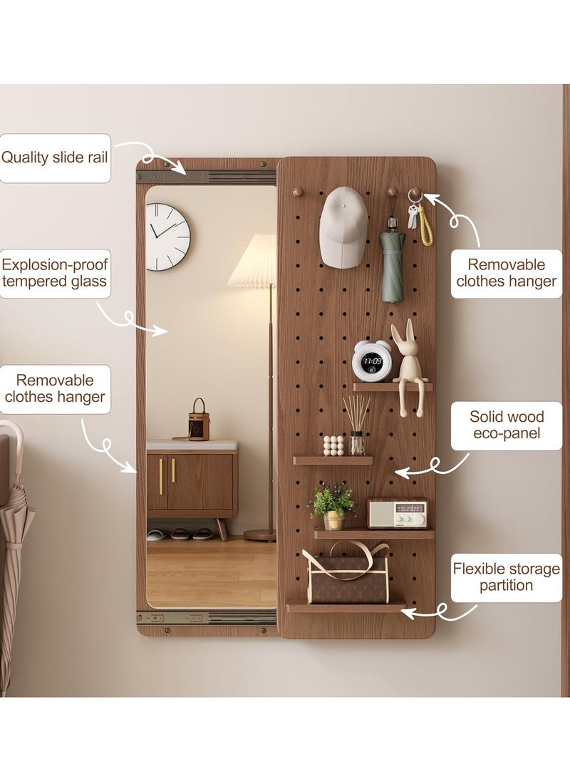 CityRiya-Long Full Length Mirror, Hide Wall Mounted Mirror, Makeup Mirror, Full Body Mirror, Bedroom Mirrors with Coat Rack, Vanity Mirrors with Slide Rail for Living Room, Bathroom, Hotel  - Image 2