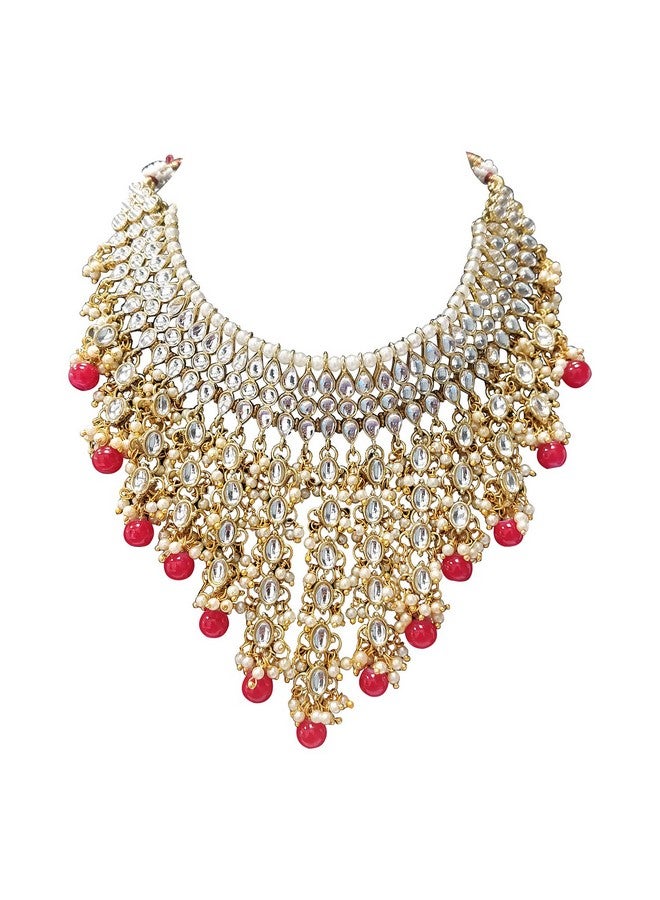 Peora Kundan Studded Choker Necklace Chandbali Earrings and Maangtikka Ethnic Jewellery Set for Women - Image 5