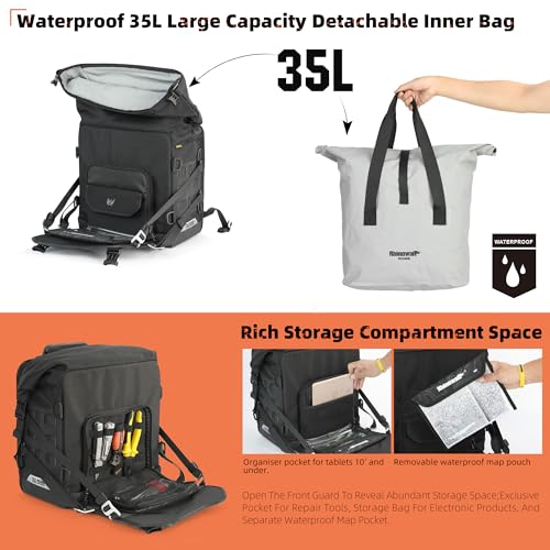 Rhinowalk Motorcycle Saddlebags 35L Waterproof, Quick Release Motorbike Side Bag, Universal Fit Motorcycle Side Bags (1-Piece) - Image 3