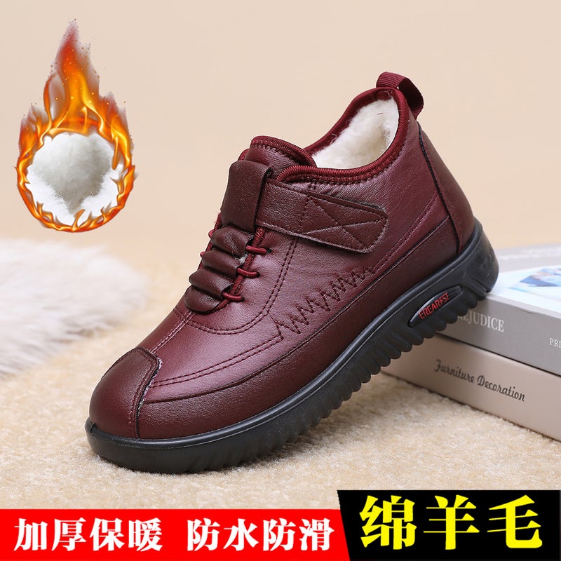 2024 Womens Winter Cotton Boots Warm Lined Anti-Slip Red 