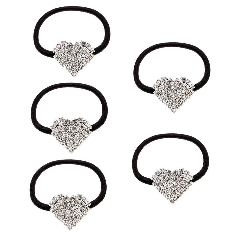 5Pcs Ponytail Holder Womens Hair Ties Heart Shape Hair Holder Elastics Hair Bands Pigtail Ties for Female Girls Teens Hair Accessories