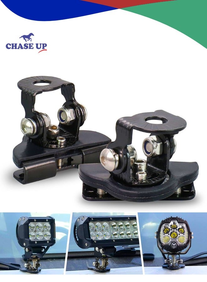 Chase Up LED Light Bar Mounting Brackets Black No Drilling Adjustable Pillar Hood Light Mount Bracket Clamp 304 Stainless Steel for Off Road Vehicle Trucks SUV  - Image 1