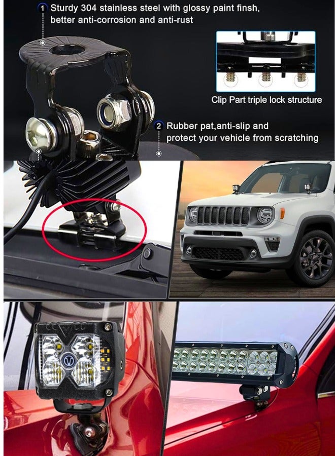 Chase Up LED Light Bar Mounting Brackets Black No Drilling Adjustable Pillar Hood Light Mount Bracket Clamp 304 Stainless Steel for Off Road Vehicle Trucks SUV  - Image 3