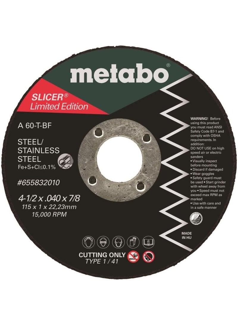 Metabo Metabo  Application SteelStainless Steel  Slicer Wheel Promo Tin 45X040x78 A60T Pk 10 655832010 Type 1 Slicer Wheels  - Image 3