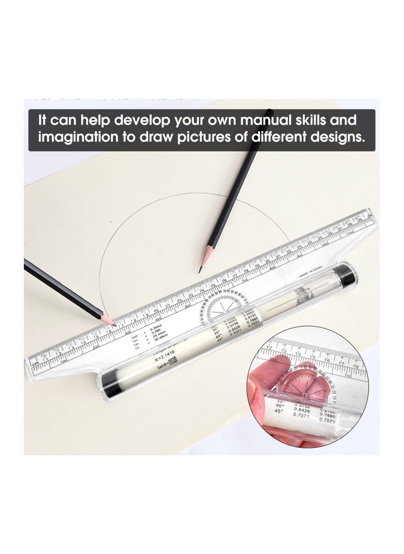 SYOSI - 12 Inch Measuring Rolling Ruler Plastic Multifunctional Drawing Parallel Rolling Ruler Circle Arc Drawing Design Rulers for Drawing Parallel Lines Circles - Image 1