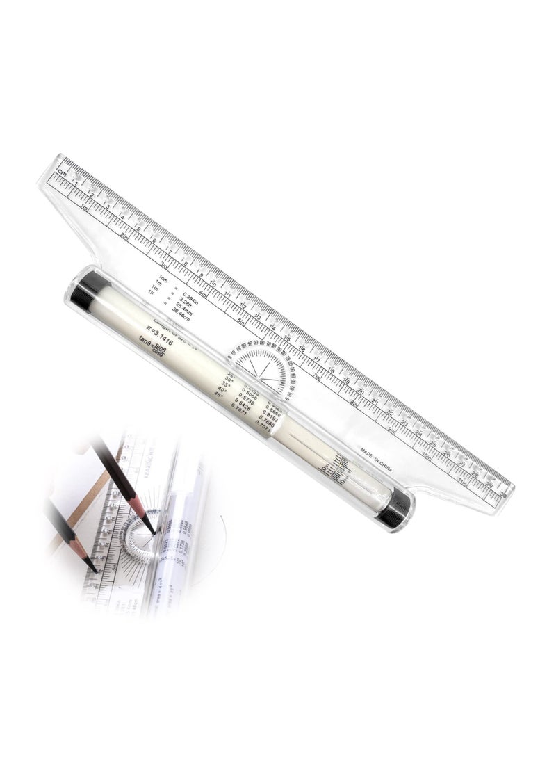 SYOSI - 12 Inch Measuring Rolling Ruler Plastic Multifunctional Drawing Parallel Rolling Ruler Circle Arc Drawing Design Rulers for Drawing Parallel Lines Circles - Image 1