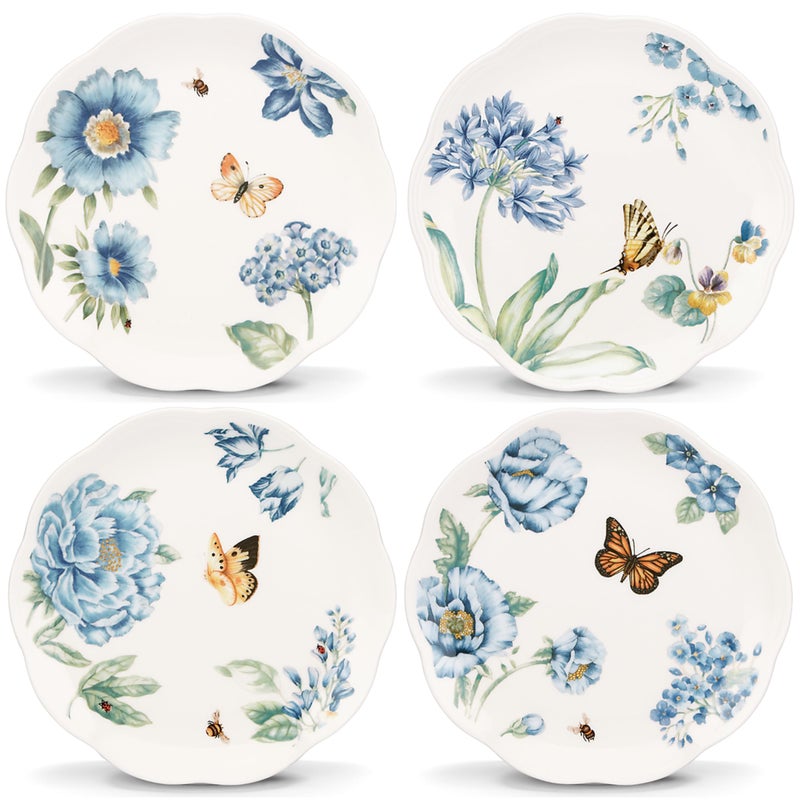 Lenox 833416 Butterfly Meadow Blue 4Piece Dessert Plate Set