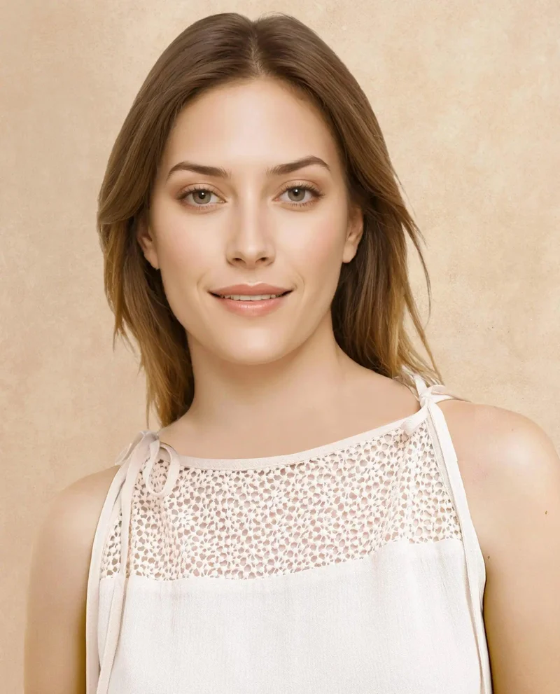 Rareism Women's Elegant Lace Detail Top With Strap Tie-Up