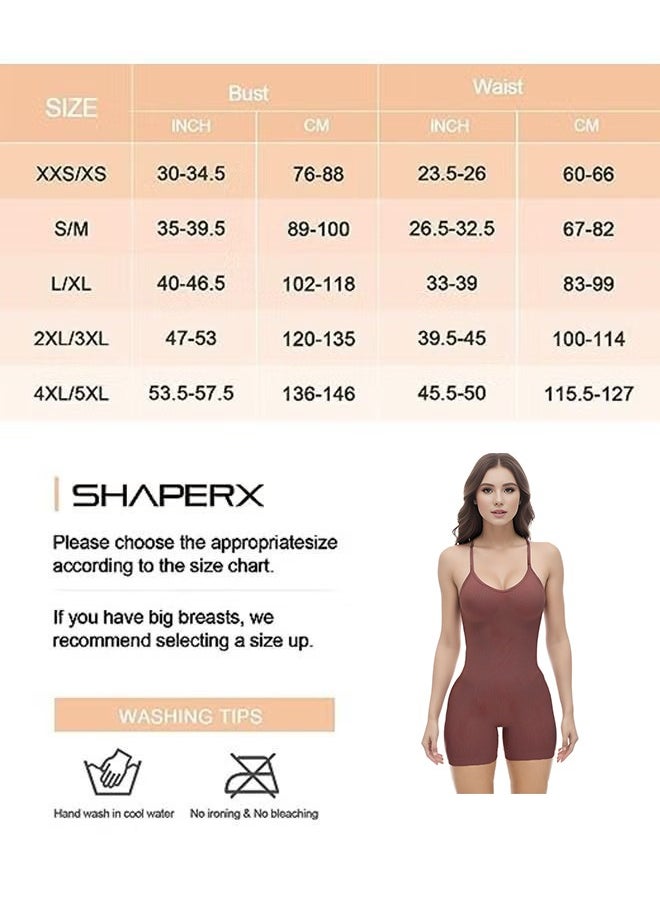 Ocean - Bodysuit for Women Tummy Control Shapewear Mid-Thigh Seamless Full Body Shaper, Tummy Control Shapewear Slim Shaper Hip Lift Body Shaper, Suitable for Daily Life and Exercise, Brown - Image 1