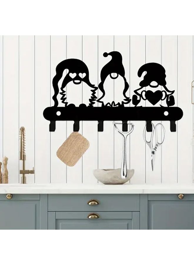 Black Metal Key Holder Wall Mounted Rack For Keys Coats Hats Towels Umbrellas - Image 3