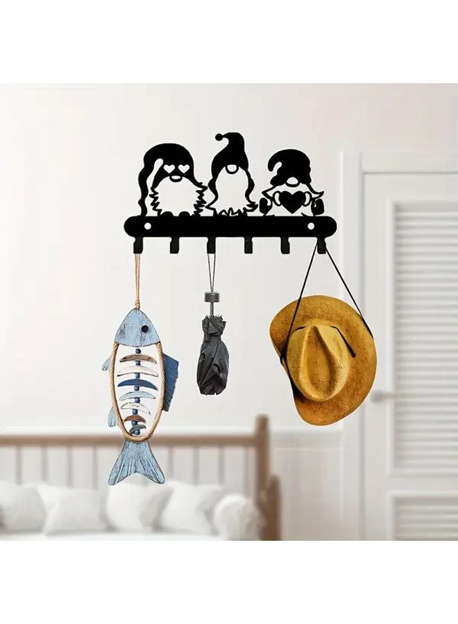 Black Metal Key Holder Wall Mounted Rack For Keys Coats Hats Towels Umbrellas - Image 4