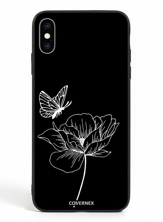 Covernex Apple iPhone Xs Protective Case Cover Printed Featuring Minimalist Butterfly and Bloom Line Art - Image 2