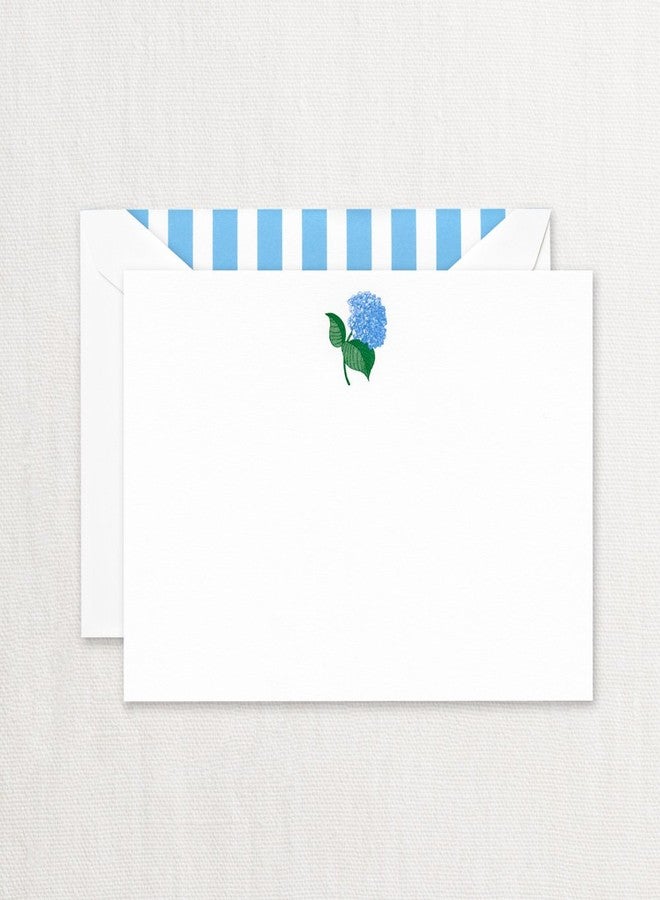 Crane Engraved Blue Hydrangea Correspondence Card, Pearl White (CC3765)
