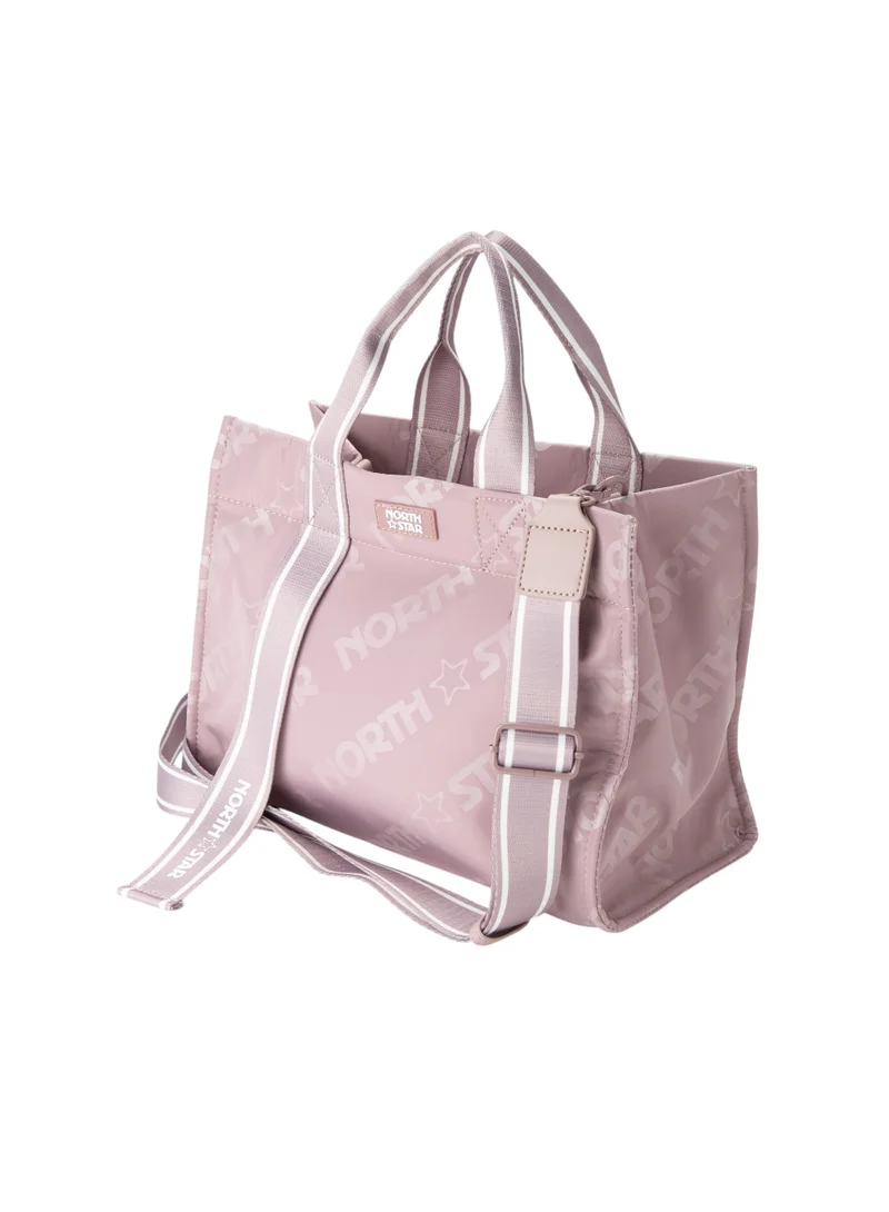 Bata Patterned Top Handle Tote Bag with Strap Pink