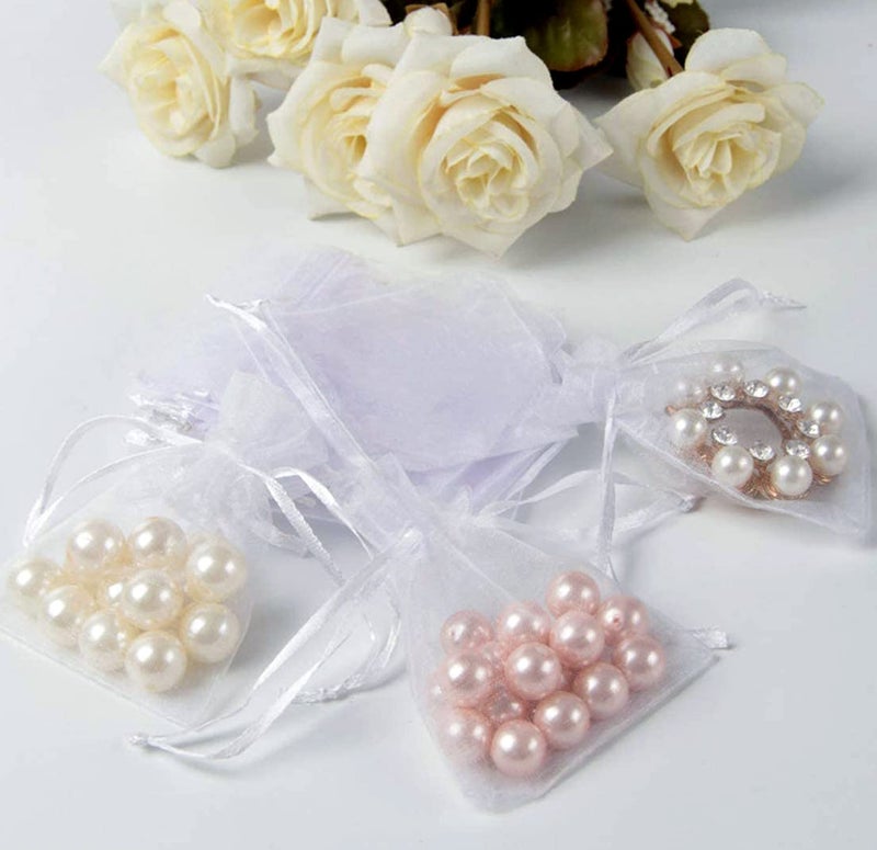 Intckwan Pack of 50 White Organza Bags, 10 x 15 cm, Wedding, Party, Gift Bags with Satin Drawstring - Image 5